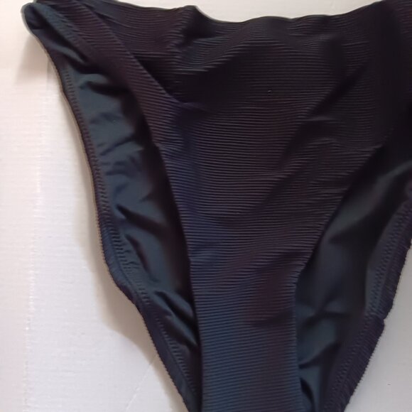 J Crew Women's Ribbed High Rise Bikini Bottom Black Size Small NWT - Picture 2 of 5